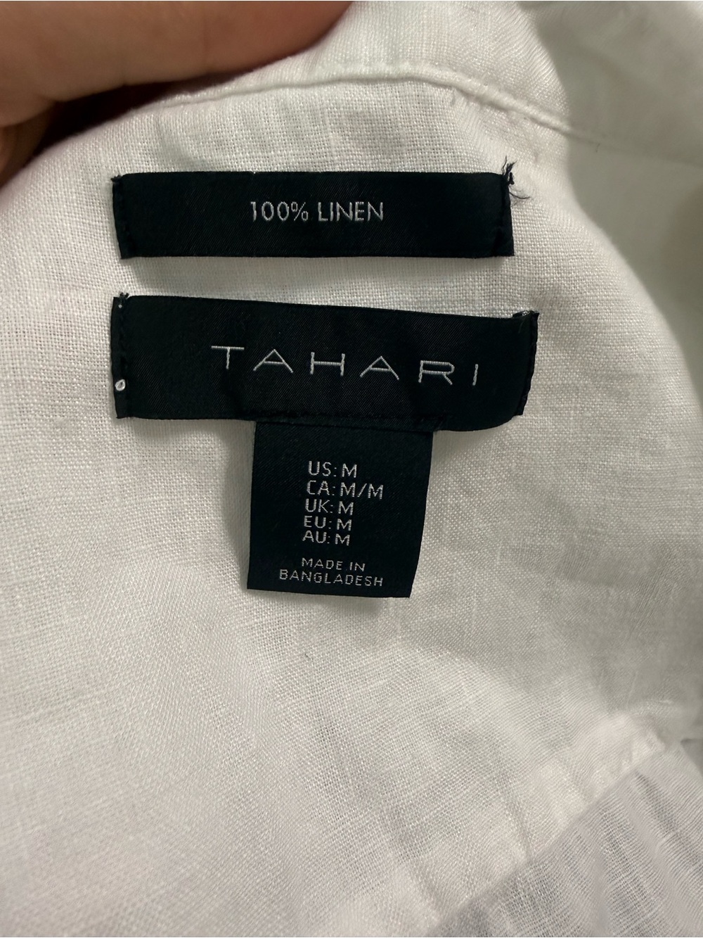 Tahari White Short-Sleeve Linen Button-Down Shirt - Picture 3 of 4
